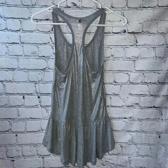 Lorna Jane Activewear Gray Glitter Ruffled Racerback Tank Size XS - Picture 2 of 7